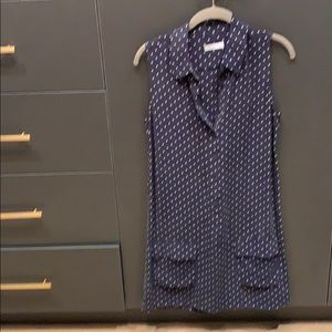 Equipment Silk Navy Polka Dot Dress